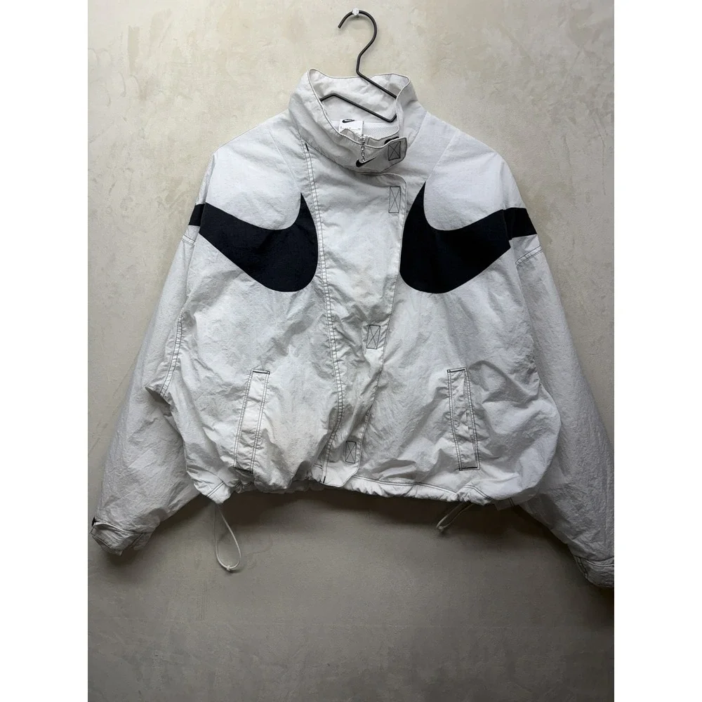 Nike Jacket Women's Medium Track Windbreaker Big Swoosh Oversized Full Zip Retro
